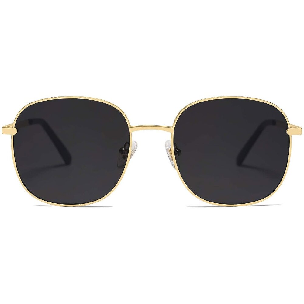 Classic Trendy Square Sunglasses for Women Men , Bright Gold/Grey